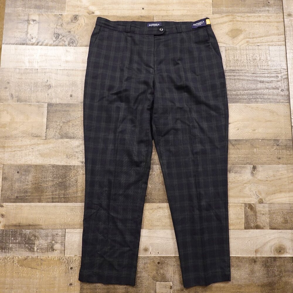 Raphaela by‎ Brax Christiane W8 Pants Women’s 16 Short Blackwatch Plaid Wool